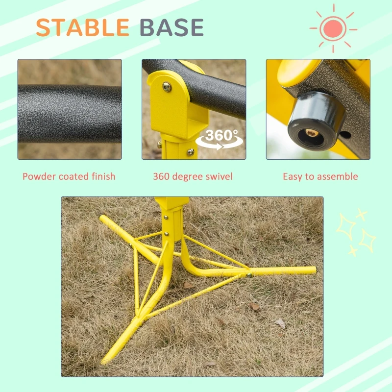 Outsunny 360 Degree Outdoor Kids Spinning Seesaw, Playground Swivel Teeter Totter for Backyard, Kids 3-7 Years, Yellow