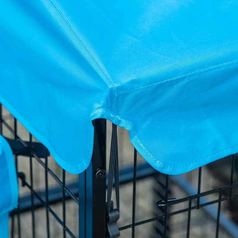 PawHut Metal Chicken Coop, Outdoor Poultry Cage, w/ Run, Nesting Box, Canopy, Blue