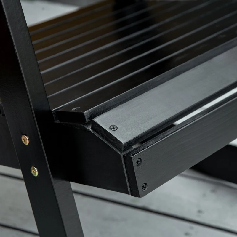 Outsunny 2 Pieces Wood Patio Bistro Set, Outdoor Rocking Chair Set with Armrests and High Back Rocking Chair and Portable Side Table, for Indoor, Outdoor, Patio, Backyard, Black