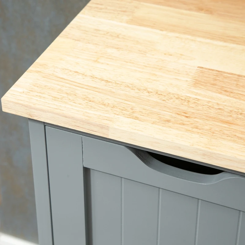 HOMCOM Compact Bar Serving Cart, Compact Trolley with Wood Top & Drawers, Gray