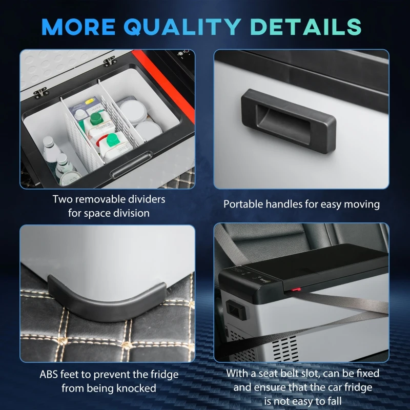 Outsunny 12 V Car Fridge, 3 Zone 21 Quart Portable Compressor Electric Cooler with Seat Belt Slot, Fridge Freezer, -7.6 °F (-22 °C), for Camping, Truck, RV, Travel, Boat, Outdoor and Home Use