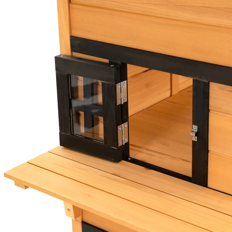 PawHut Outdoor Cat House, 3-Tier Kitty Shelter with 5 Escape Doors, Weather Resistant, Yellow & Black