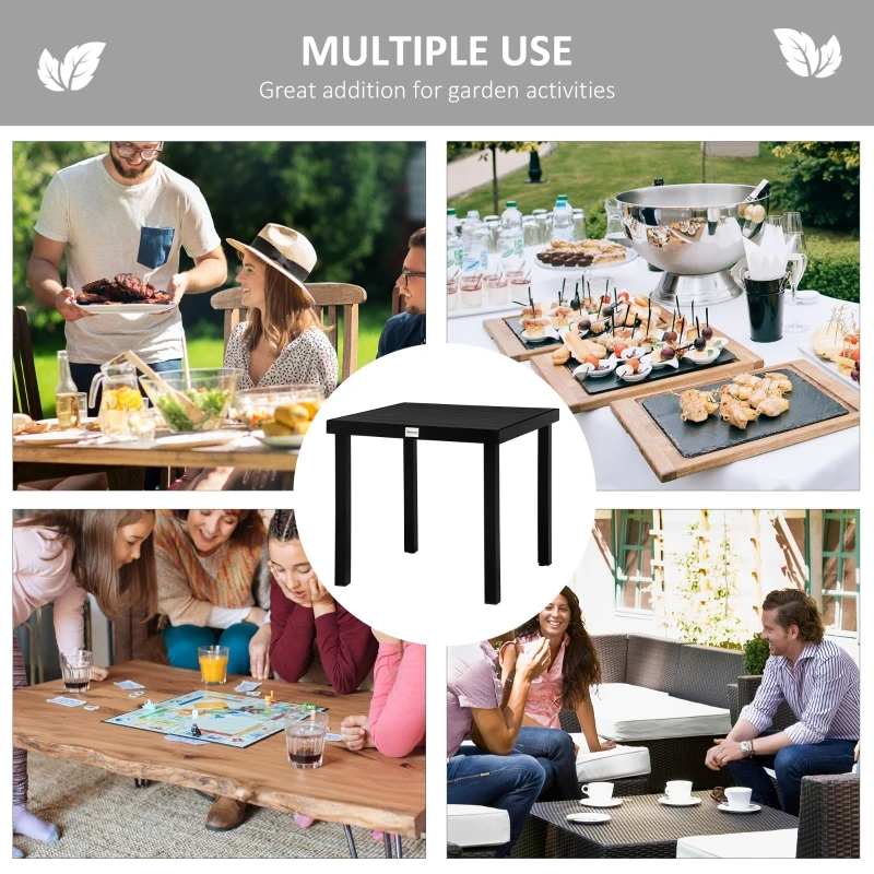 Outsunny Patio Dining Table for 4, Rectangular Aluminum Outdoor Table for Garden Lawn Backyard, Black