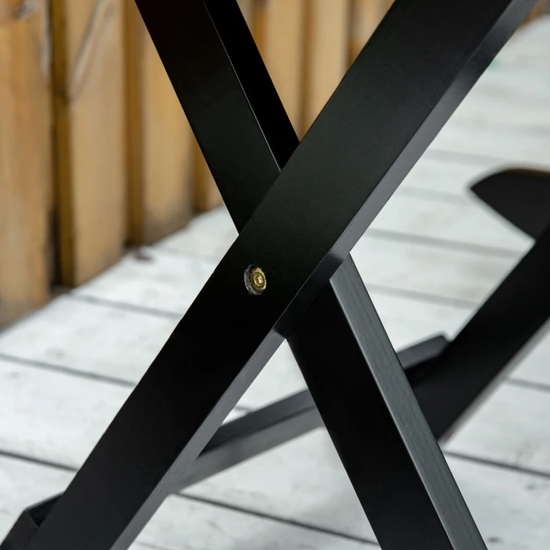 Outsunny 2 Pieces Wood Patio Bistro Set, Outdoor Rocking Chair Set with Armrests and High Back Rocking Chair and Portable Side Table, for Indoor, Outdoor, Patio, Backyard, Black