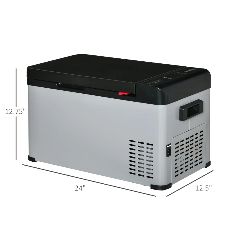 Outsunny 12 V Car Fridge, 3 Zone 21 Quart Portable Compressor Electric Cooler with Seat Belt Slot, Fridge Freezer, -7.6 °F (-22 °C), for Camping, Truck, RV, Travel, Boat, Outdoor and Home Use