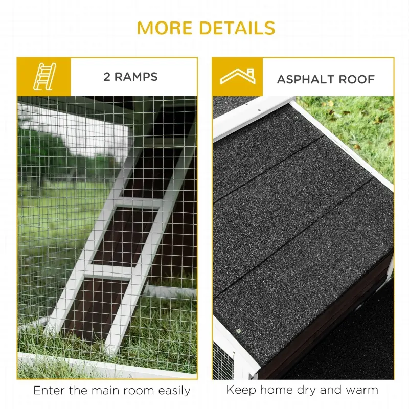PawHut 2-Tier Wooden Rabbit Hutch, Small Animal House Pet Cage w/Tray, Asphalt Roof