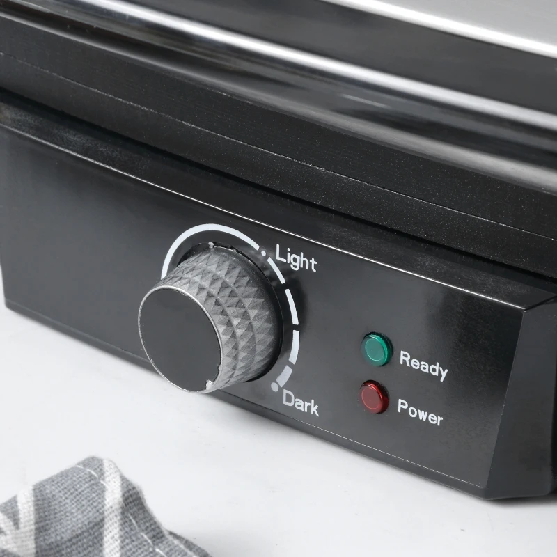 HOMCOM 4 Slice Panini Press Grill, Stainless Steel Sandwich Maker with Non-Stick Double Plates, Locking Lids and Drip Tray, Opens 180 Degrees to Fit Any Type or Size of Food 13"x10.25"x4.75"