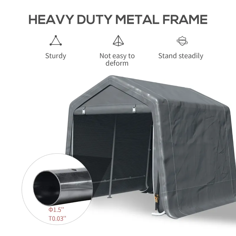 Outsunny 9.2' x 7.9' Garden Garage Storage Tent, Metal Frame Bike Shed w/ Zipper Doors