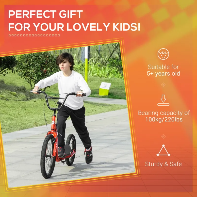 Aosom Youth Scooter with Big Wheels, Rugged Rubber Tires, and Bike Brakes, 2 Wheel Scooter, Slip-Resistant and Safe, Kick Scooter for Kids, Ages 10+, Red