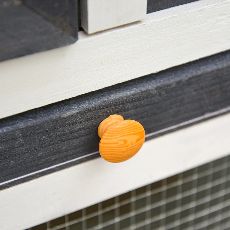 PawHut 122" Large Wooden Rabbit Hutch Bunny Hutch 2-Story Pet House Cage with Ramps, Lockable Doors, Run Area and Asphalt Roof for Outdoor Use, Grey