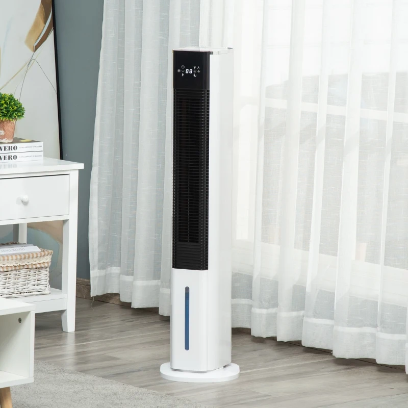 HOMCOM 42" Portable Evaporative Air Cooler, 3-In-1 Ice Cooling Fan Humidifier Air Conditioner with Remote, Timer, Oscillating, LED Display, and 1.6 Gal Water Tank, White
