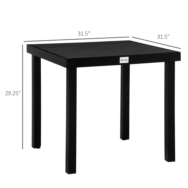 Outsunny Patio Dining Table for 4, Rectangular Aluminum Outdoor Table for Garden Lawn Backyard, Black