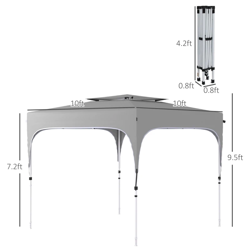 Outsunny Foldable Gazebo Canopy Tent w/ Wheeled Carry Bag, Weight Bags, Mesh Sidewalls