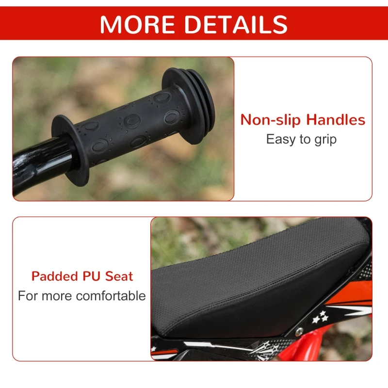 Qaba Kids Balance Bike with Motor Bike Style, No Pedal Training Bicycle with Soft-Grip Handles, Inflatable Rubber Tires, PU Seat, Ages 3-6, Red