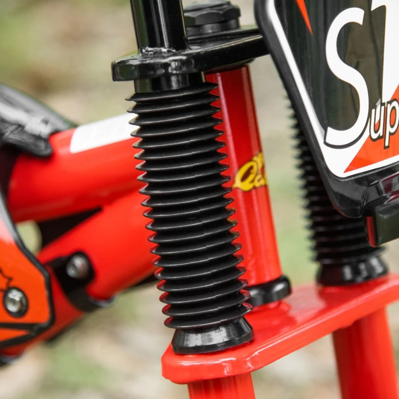 Qaba Kids Balance Bike with Motor Bike Style, No Pedal Training Bicycle with Soft-Grip Handles, Inflatable Rubber Tires, PU Seat, Ages 3-6, Red