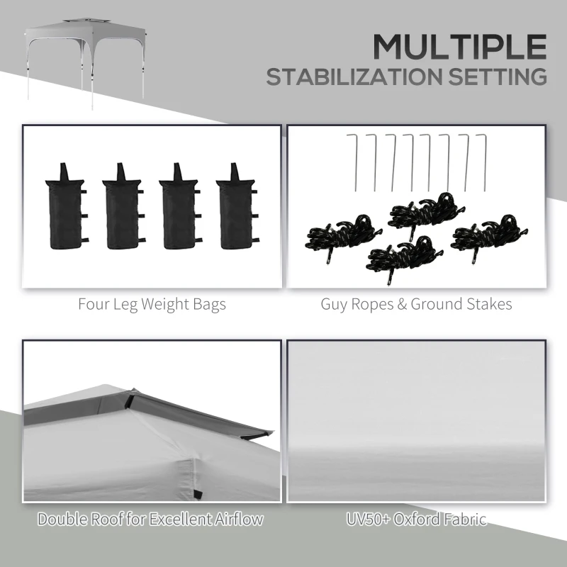 Outsunny Foldable Gazebo Canopy Tent w/ Wheeled Carry Bag, Weight Bags, Mesh Sidewalls