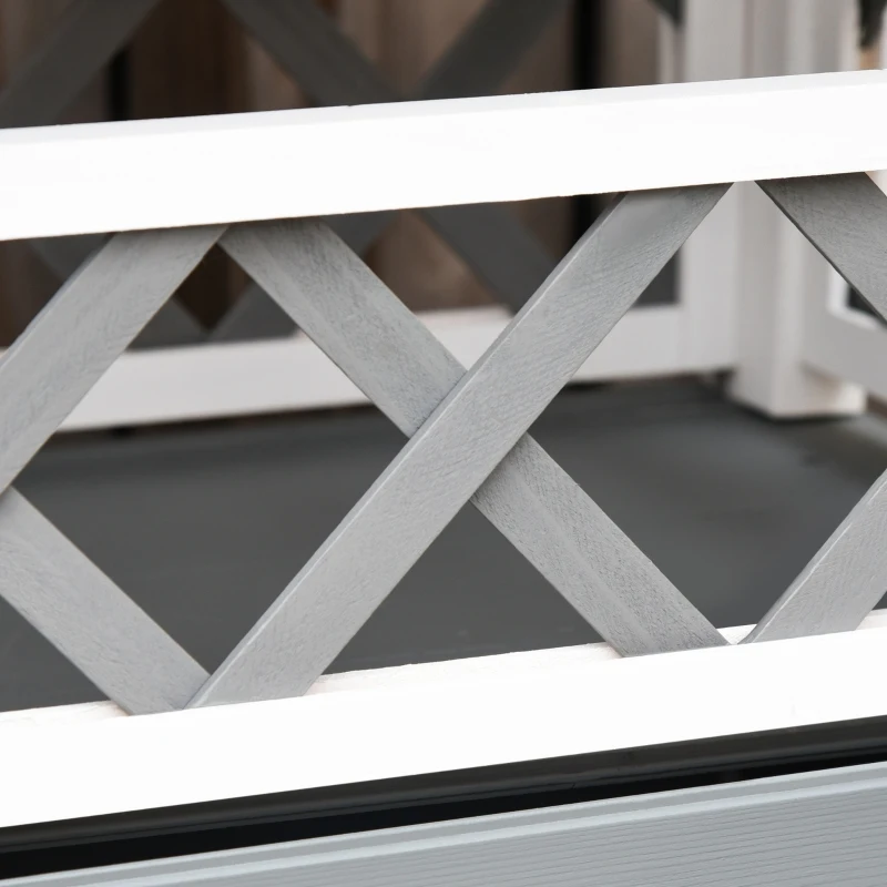 PawHut Wooden Cat House, 2-Floor Feral Cat Shelter, Kitten Condo Outdoor, Small Dog House with Balcony, Stairs, Asphalt Roof, White