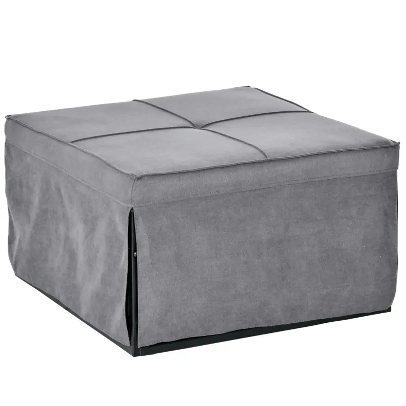 HOMCOM 4-in-1 Multi Function Folding Single Sofa Bed with Retractable Footrest, Convertible Sleeper with Adjustable Backrest For Living Room and Small Spaces, Grey