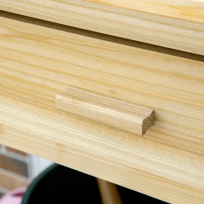 Outsunny Potting Bench Table, Garden Work Bench, Outdoor Wooden Workstation with Tiers of Shelves and Drawer for Patio, Courtyards, Balcony, Natural