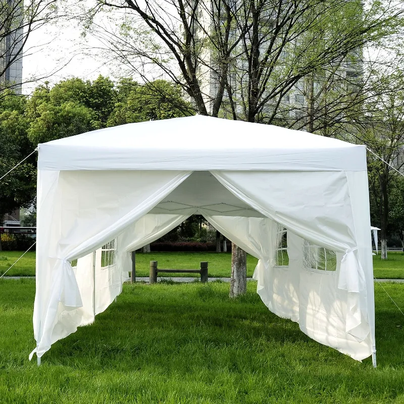 Outsunny 10x20ft Pop up Canopy Instant Party Tent Folding Portable Outdoor with 6 Sidewalls White