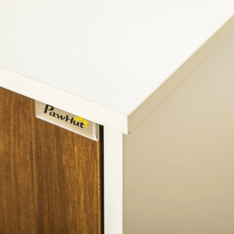 PawHut Cat Litter Box Enclosure Hidden Cat Furniture w/ Adjustable Shelf Magnetic Door