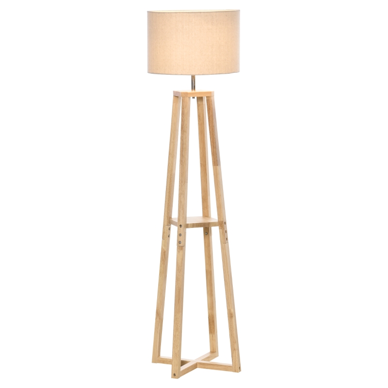 HOMCOM Modern Standing Floor Lamp Bedroom Light w/ Drum Lampshade, Foot Pedal Switch