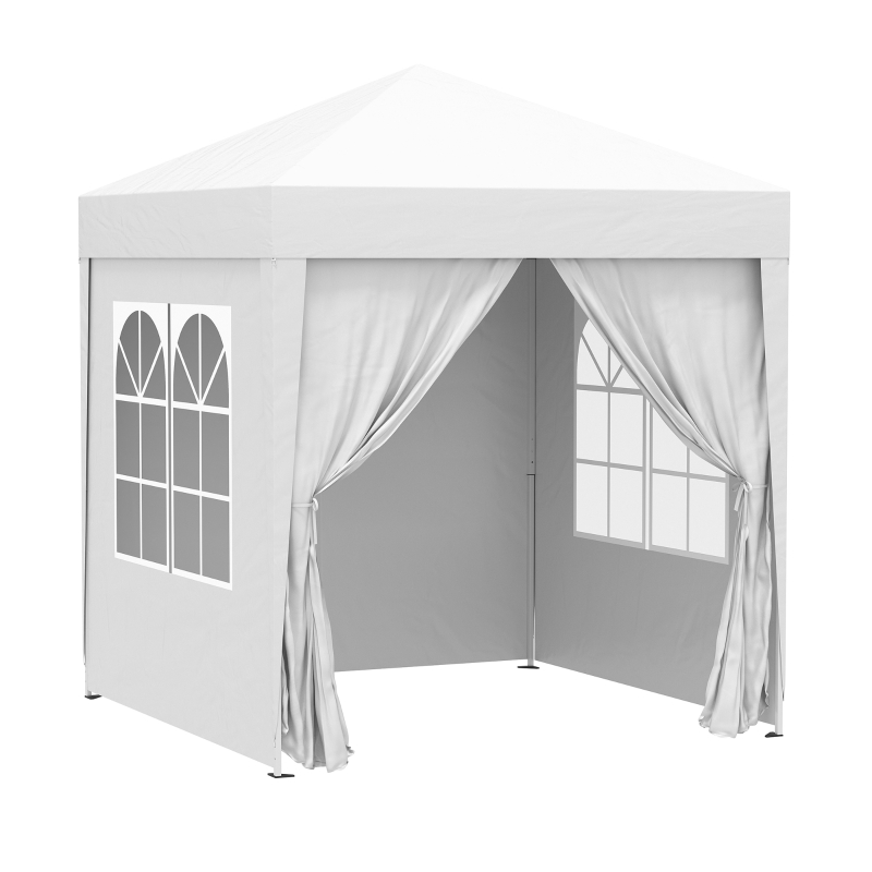 Outsunny 6.6x6.6ft Pop Up Party Tent Outdoor Folding Gazebo Canopy with Side Walls White | Aosom Canada