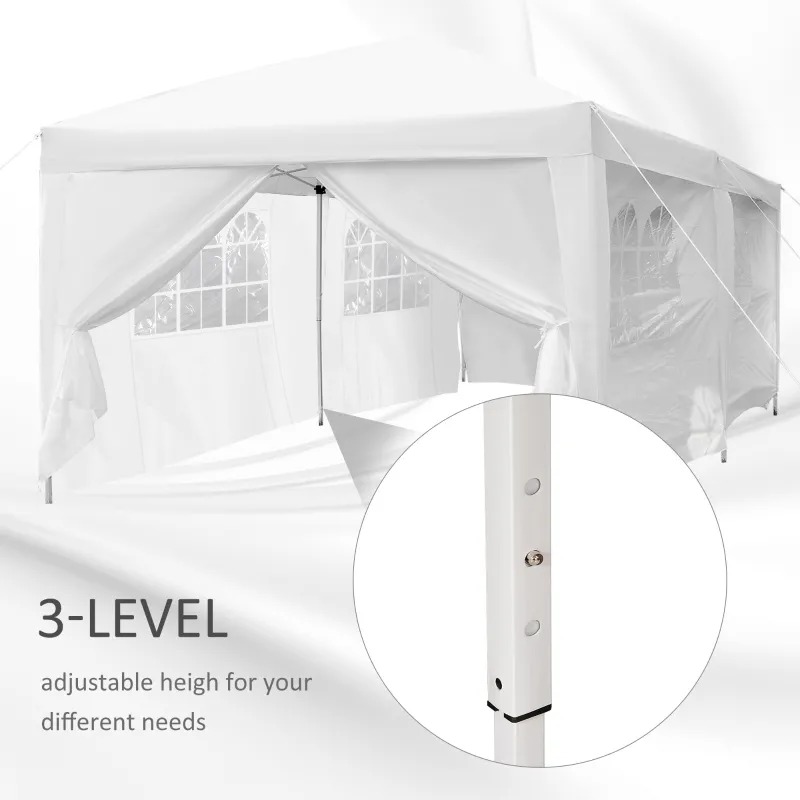Outsunny 10x20ft Pop up Canopy Instant Party Tent Folding Portable Outdoor with 6 Sidewalls White