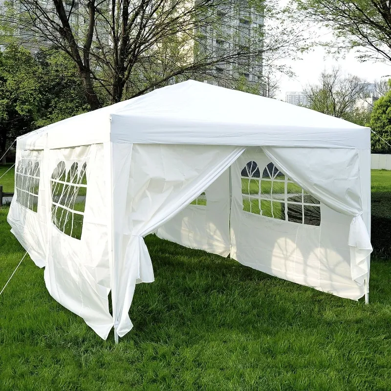 Outsunny 10x20ft Pop up Canopy Instant Party Tent Folding Portable Outdoor with 6 Sidewalls White