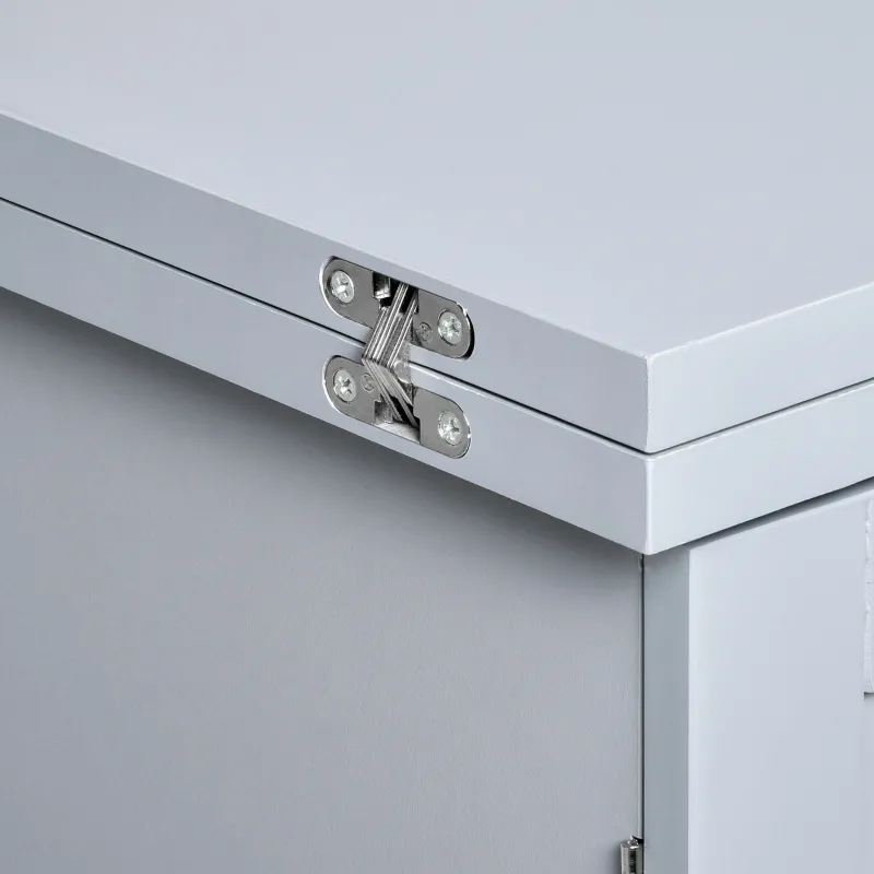 HOMCOM Folding Sewing Table, Rolling Utility Work Station Side Desk with 3-Tier Storage Bins, Shelf, and Lockable Casters, Grey