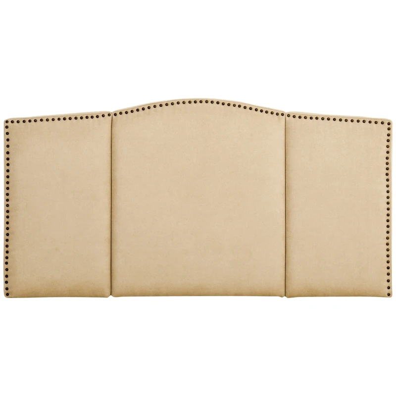 HOMCOM Upholstered Nailhead Trim Headboard, Home Bedroom Decoration for Full and Queen-Sized Beds, Beige