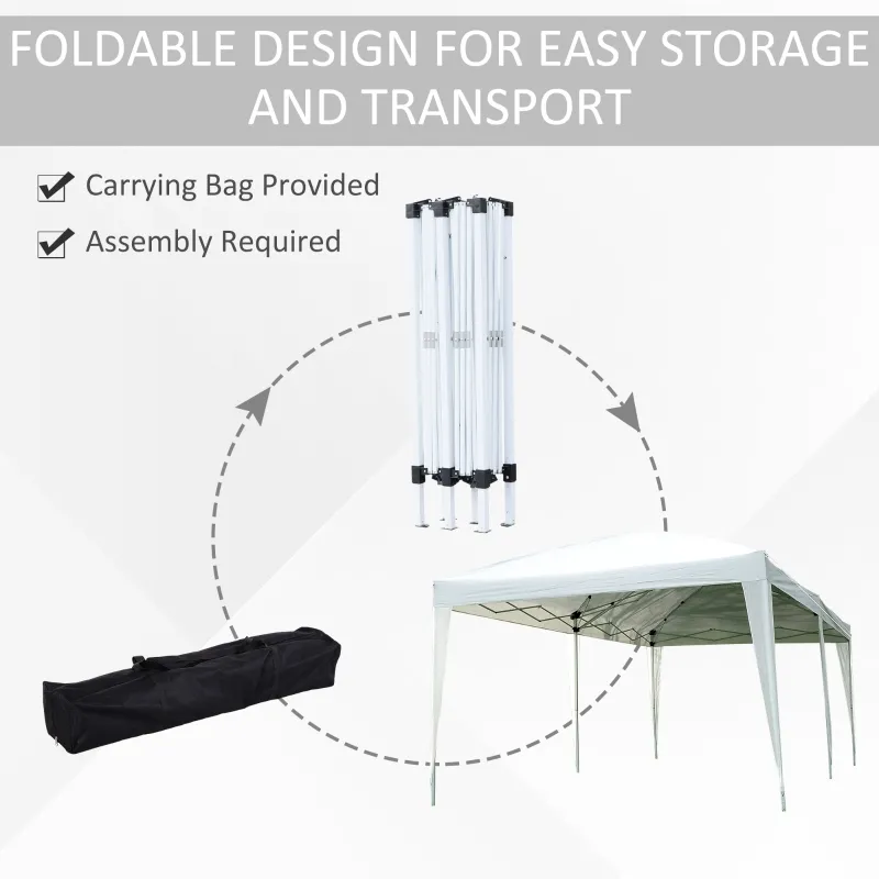 Outsunny 10x20ft Pop up Canopy Instant Party Tent Folding Portable Outdoor with 6 Sidewalls White