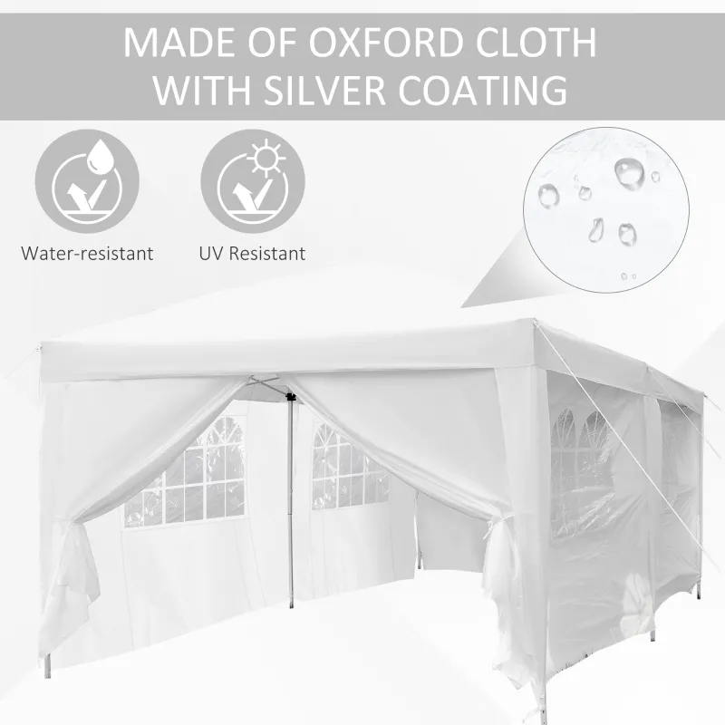 Outsunny 10x20ft Pop up Canopy Instant Party Tent Folding Portable Outdoor with 6 Sidewalls White