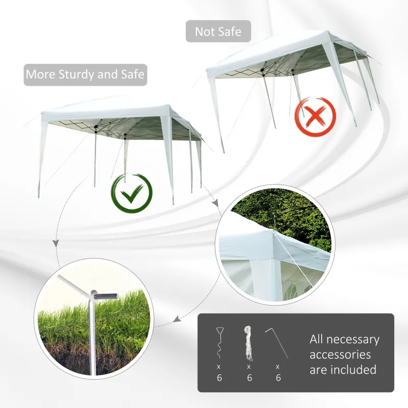 Outsunny 10x20ft Pop up Canopy Instant Party Tent Folding Portable Outdoor with 6 Sidewalls White