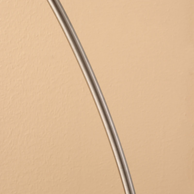 HOMCOM Arc Floor Reading Lamp, Tall Pole Standing Lamp with Hanging Fabric Lampshade for Living Room or Bedroom, Silver/White