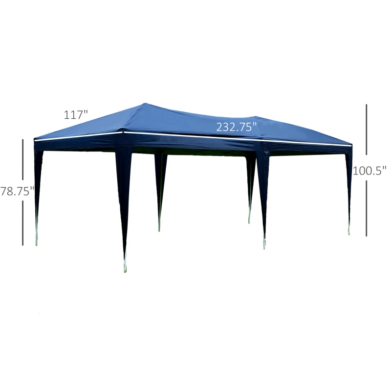 Outsunny 10x20ft Pop up Canopy Instant Party Tent Folding Portable Outdoor with 6 Sidewalls Blue