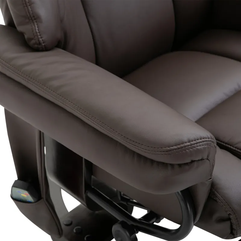 HOMCOM Massage Sofa Recliner Chair w/ Footrest, 10 Vibration Point, Faux PU Leather, Brown