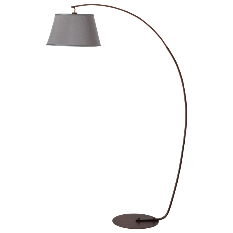 HOMCOM Arched Floor Lamp, Modern Standing Lamp with Foot Switch & Metal Base, Corner Reading Lamps Tall Pole Light for Office Bedroom Living Room, Grey