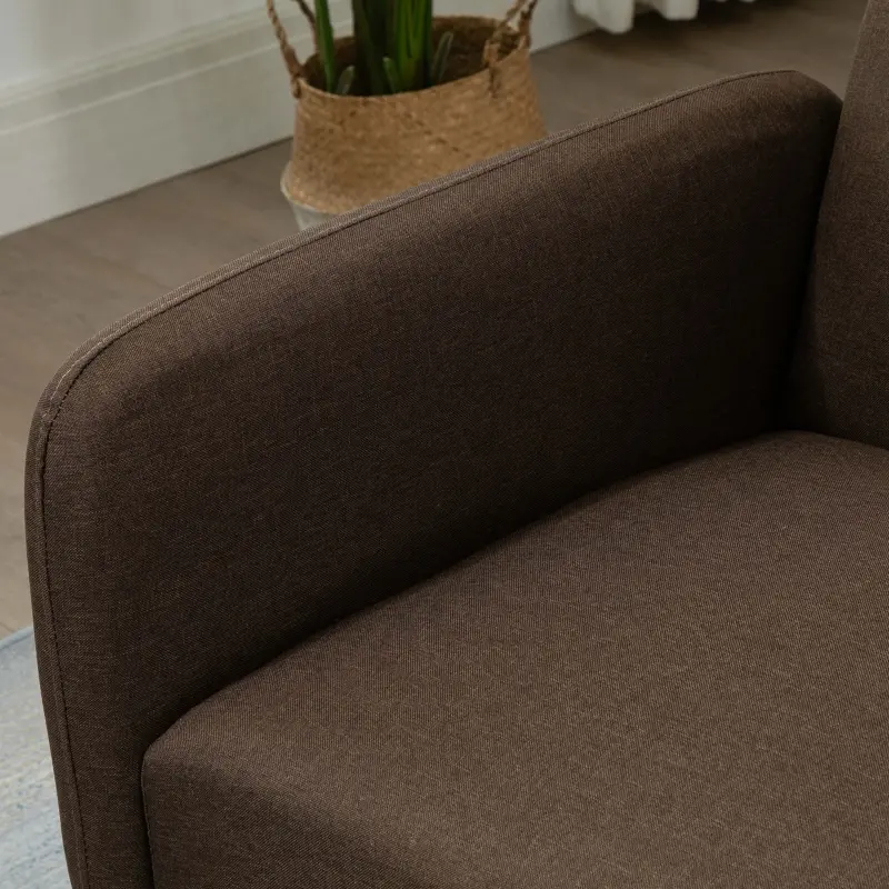 HOMCOM Two Seater Sofa Bed, Convertible Futon Couch Bed, Linen Upholstered Loveseat with Adjustable Backrest for Small Spaces, Living Room, Apartment, and Dorm, Brown