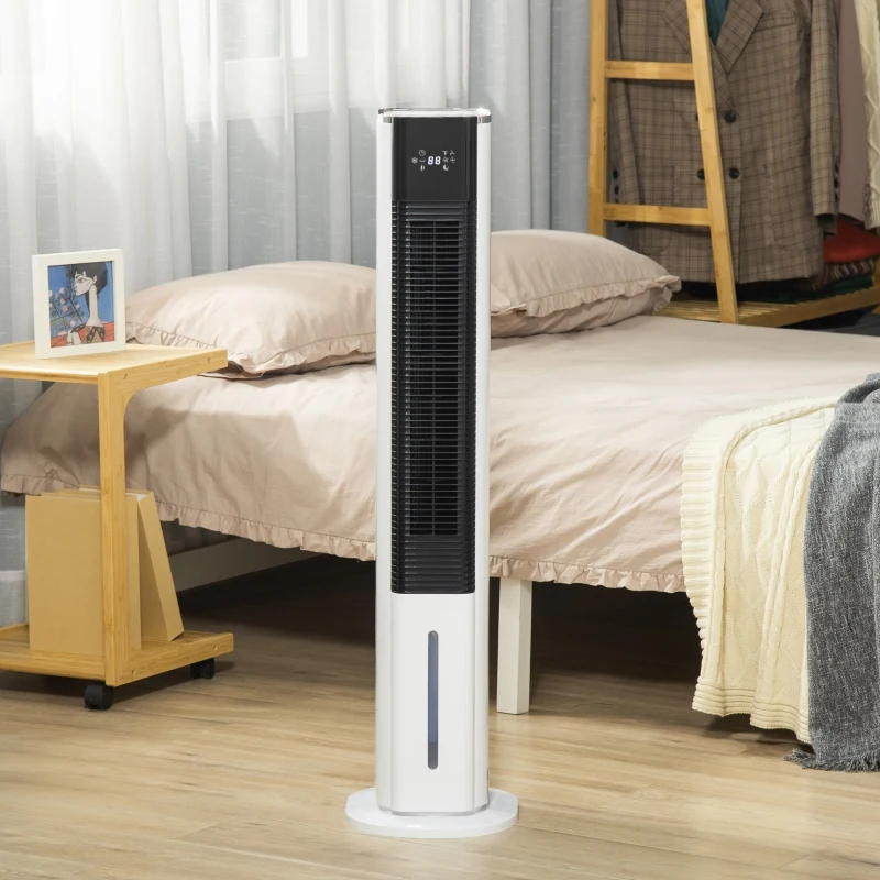 HOMCOM 42" Portable Evaporative Air Cooler, 3-In-1 Ice Cooling Fan Humidifier Air Conditioner with Remote, Timer, Oscillating, LED Display, and 1.6 Gal Water Tank, White