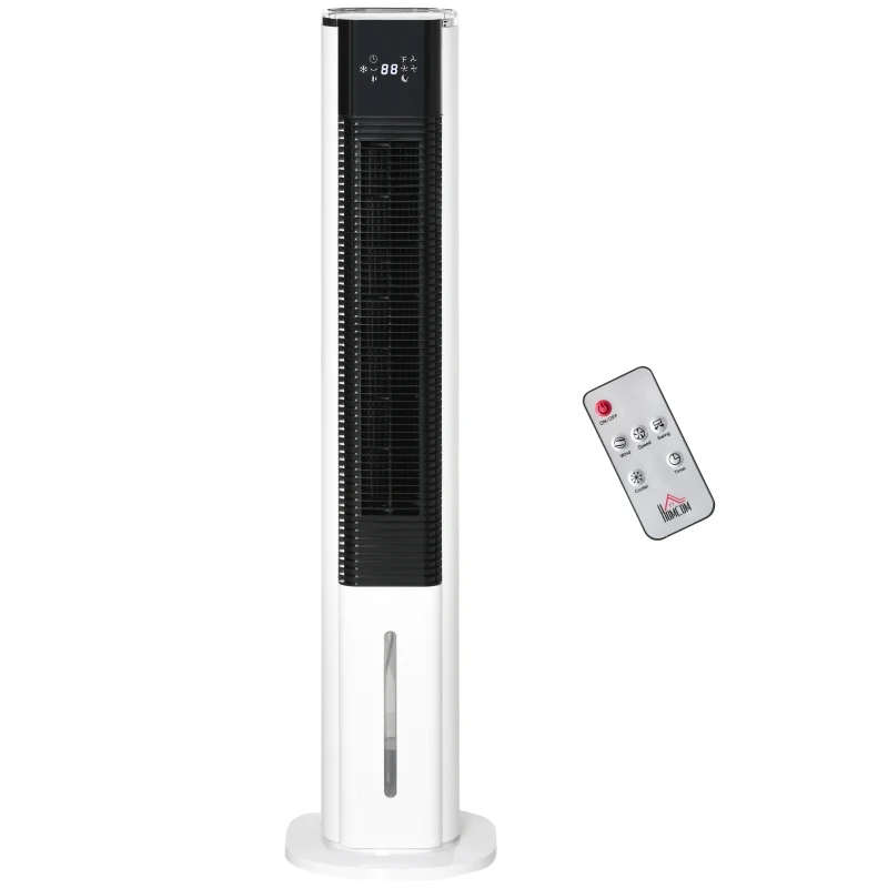 HOMCOM 42" Portable Evaporative Air Cooler, 3-In-1 Ice Cooling Fan Humidifier Air Conditioner with Remote, Timer, Oscillating, LED Display, and 1.6 Gal Water Tank, White