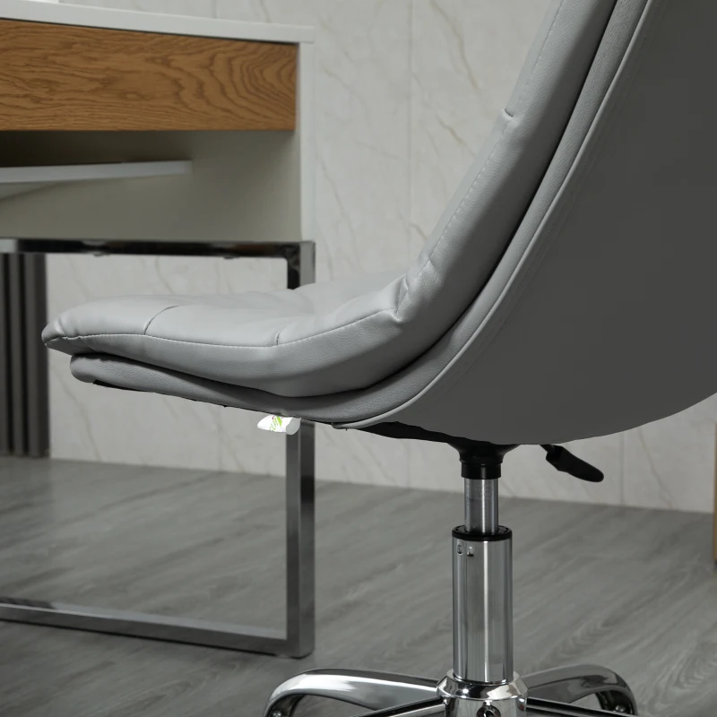 Vinsetto Armless Office Chair Ergonomic Computer Desk Chair Mid-Back Upholstered Task Chair with PU Leather, Adjustable Height and Swivel Seat, Grey