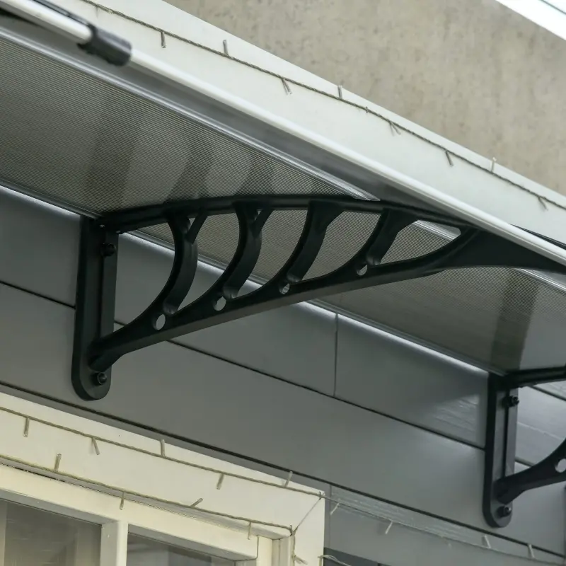 Outsunny Window Awning Door Canopy, 118" x 37.75" Polycarbonate Front Door Outdoor Patio Cover with Hollow Sheet for UV, Rain, Snow and Sunlight Protection, Brown