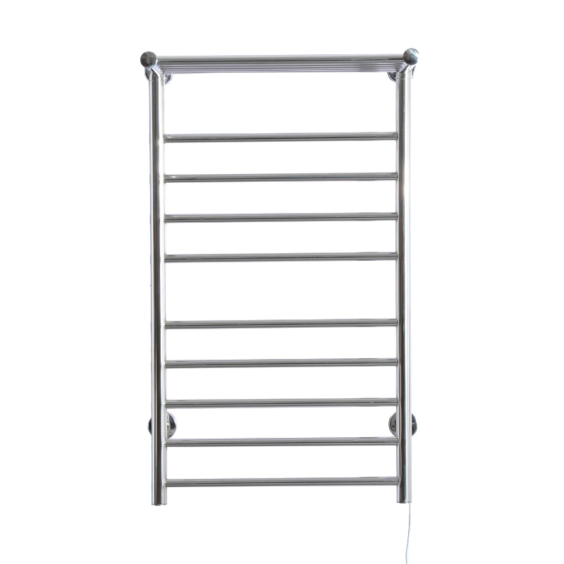 HomCom 9-Bar Stainless Steel Wall Mounted Electric Heated Towel Rack Warmer With Shelf