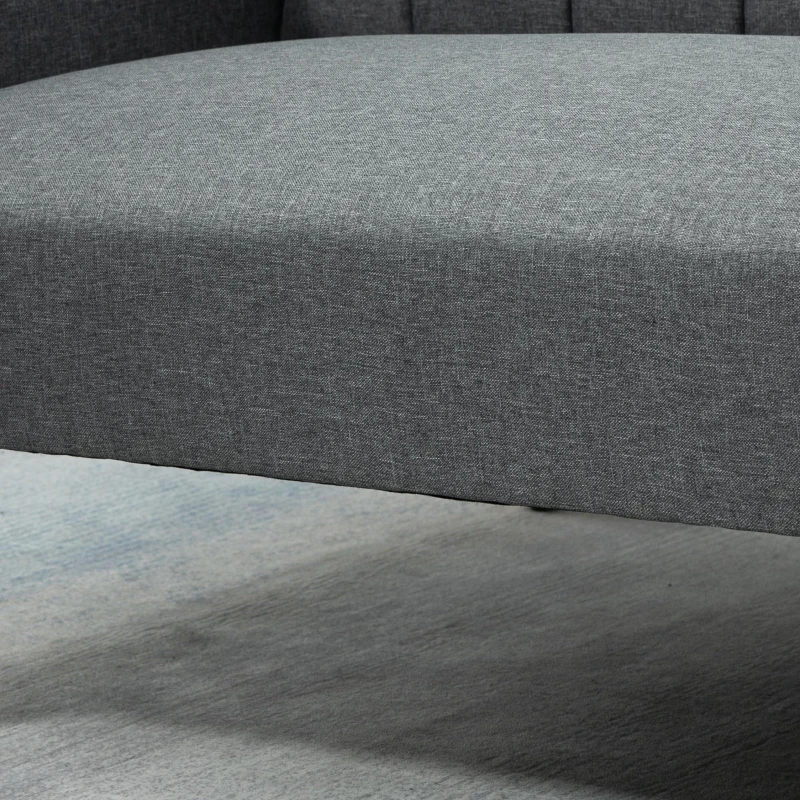 HOMCOM Two Seater Sofa Bed, Convertible Futon Couch Bed, Linen Upholstered Loveseat with Adjustable Backrest for Small Spaces, Living Room, Apartment, and Dorm, Light Gray
