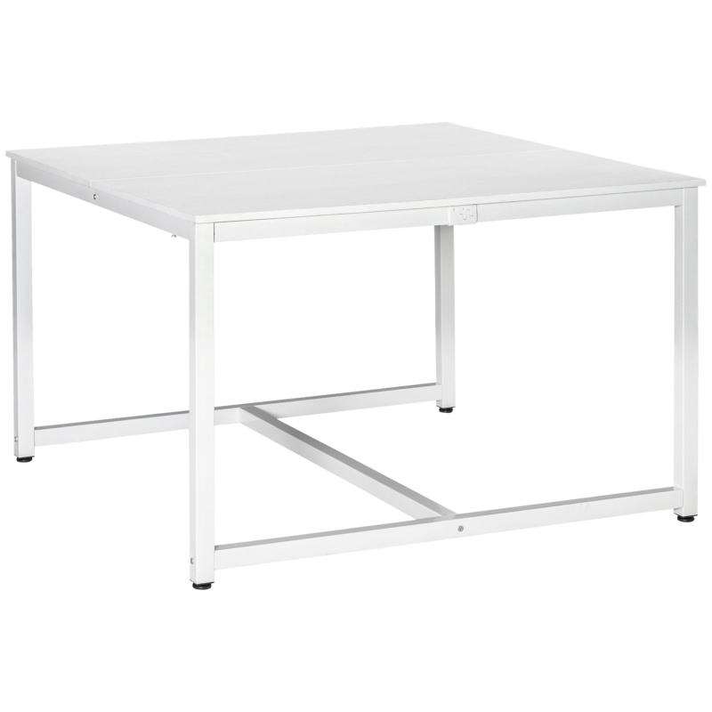 HOMCOM Two Person Computer Desk, 47 x 47" Extra Large Writing Study Desk, Double Workstation for Home Office, White