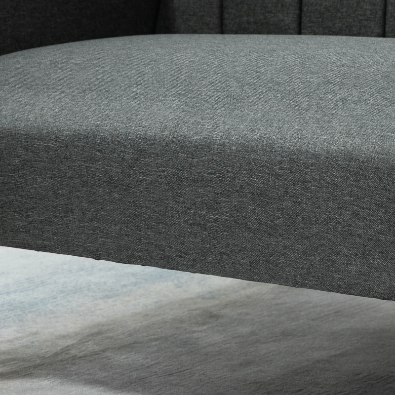 HOMCOM Two Seater Sofa Bed, Convertible Futon Couch Bed, Linen Upholstered Loveseat with Adjustable Backrest for Small Spaces, Living Room, Apartment, and Dorm, Dark Gray