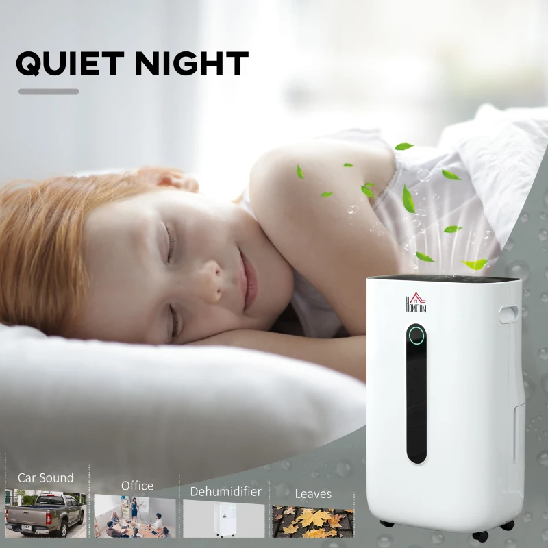 HOMCOM 3500 Sq. Ft Portable Electric Dehumidifier For Home, Bedroom or Basements with 15 Pint Tank, 2 Speeds and 5 Modes, White