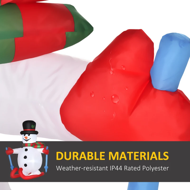 HOMCOM 6ft Christmas Inflatable Skiing Snowman, Outdoor Blow-Up Yard Decoration with LED Lights Display