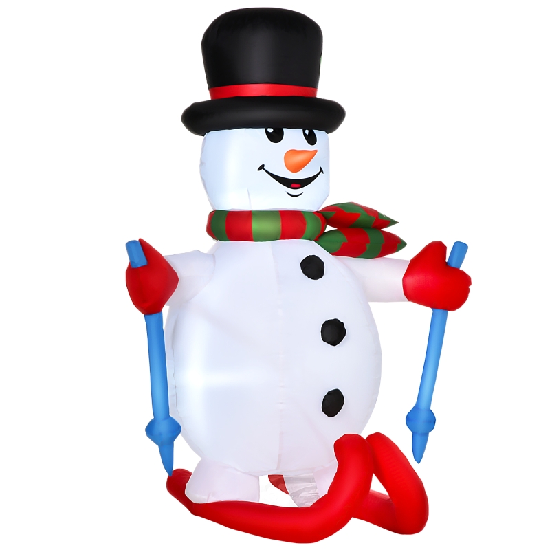 HOMCOM 6' Tall Outdoor Lighted Inflatable Christmas Lawn Decoration - Skiing Snowman